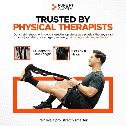 Pure PT Stretching Strap, 10 Loops, Non-Elastic Stretch Strap, Yoga Strap