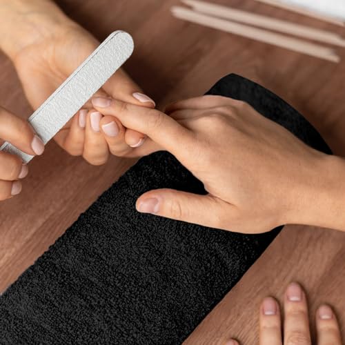 Reed&Pick 24 Pack Black Hand Towels 100% Cotton Spa Towels 16x26 inches Highly Absorbable Facial, Gym, Hair and Face Towels in Bulk - color: Black, size: 16x27 Pack of 24