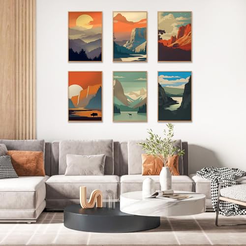 6 Pack Paint by Numbers Kit for Adults, National Park Canvas Painting Set | 8x12 Inch, DIY Acrylic Painting Craft Kit for Beginners without Frame, Relaxing Creative Hobby, Home Wall Decor, Gift - color: Park-1