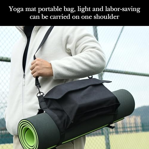 LUEXBOX Yoga Mat Bag with Liner Partition Storage Pockets, Oxford Cloth Yoga Pat Carrier with Large Zipper Pocket, Adjustable Shoulder Strap Yoga Rug Carrying Bag for Women - color: Black
