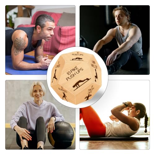 UNICRAFTALE Exercise Decision Dice Fitness Dice Wooden Decision Sieve with Velvet Packing Pouches Cycling Sports Game Dices Gifts for Him Her Women Men Friend Couple