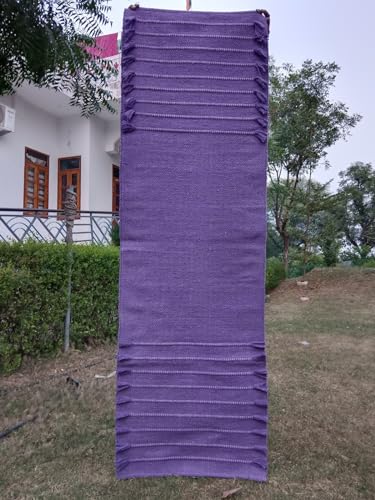 Jaipur art & Rugs Organic Cotton Yoga Mat - Eco-Friendly Hand-Woven Rug - Non Slip & Thick (24”x72”x5mm) for Everyday Fitness at Home - Comfortable Extra-Long - color: Purple