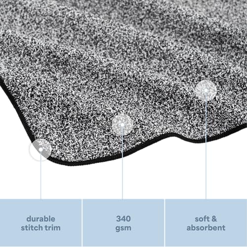 S&T INC. Microfiber Gym Towels, 6 Pack, 16" x 27" | Absorbent and Lightweight, Quick-Dry, Compact for Gym Bag, Yoga and Travel, Machine Washable - color: Heathered Black