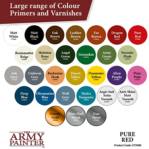 The Army Painter, Colour Primer Pure Red, 400 ml acrylic spray | Spray Paint Basecoat for Miniature Model Undercoat Priming, Plastic Wargames, DnD & Warhammer - color: Pure Red