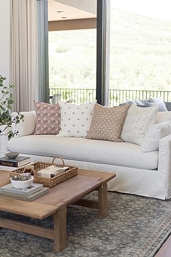Woven Nook - Modern & Luxurious Decorative Boho Throw Pillow Covers - Durable Quality & Machine Washable - 100% Cotton Canvas - Dover Set - 4 Pack (22 x 22)