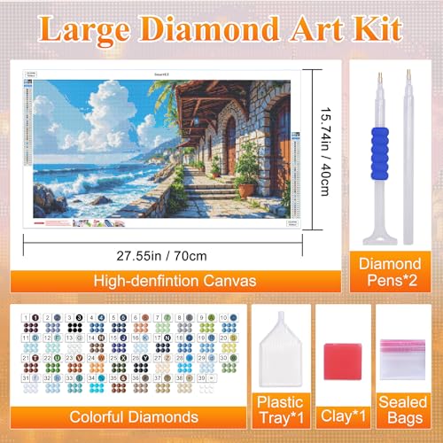 SmartEZ Large Diamond Art Kits for Adults, Landscape Diamond Art Painting | DIY Large Diamond Art Kits for Adults, Gem Art Kits for Gift, Home Wall Decor 27.5x15.7 Inch - color: Landscape 006
