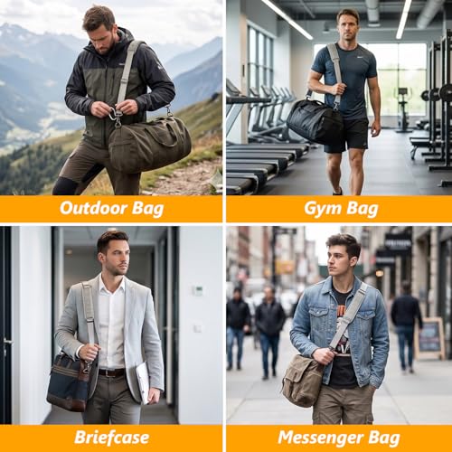 GNEGNI Replacement Shoulder Strap with Fixed Pad, Adjustable Heavy-Duty Crossbody Strap with 360° Metal Swivel Hooks for Laptop, Messenger, Duffel & Tool Bags (Grey) - color: Grey