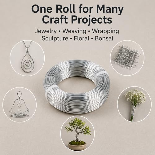 500 Feet Aluminum Craft Wire, 18 Gauge/1mm, Silver | Bendable Metal Wire, For Sculpting, Christmas Ornaments, Bonsai Trees, Jewelry Craft Making - size: 1mm