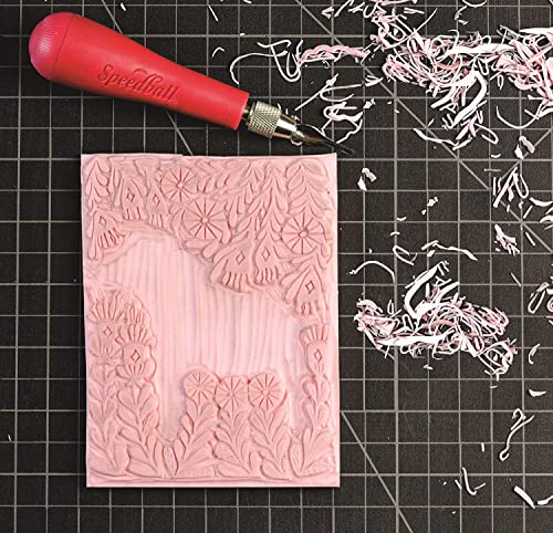 Speedball 3 in. x 4 in. Speedy-Carve Linocut Block (6-Pack) - Premium Pink Rubber Linoleum Carving Blocks for Printmaking, Printing, and Stamp Making