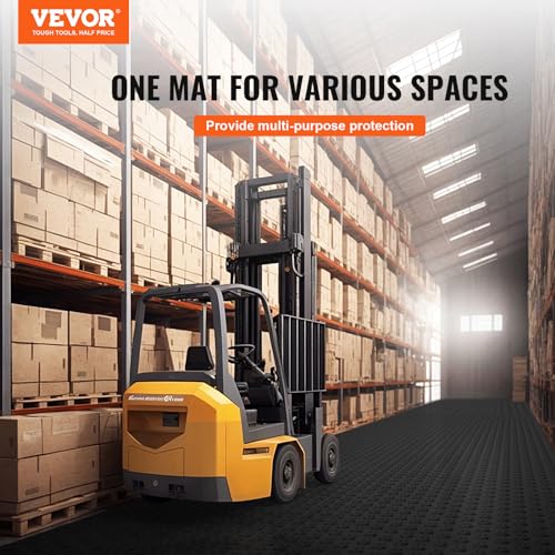 VEVOR Garage Floor Tiles 12 x 12 x 0.53 inch, Interlocking Design Ease of Installation Double-Sided Texture Non-Slip Sturdiness, for Garages, Basements, Repair Shops, Black, 25 Pack - color: Black, size: 25 Pack Tile