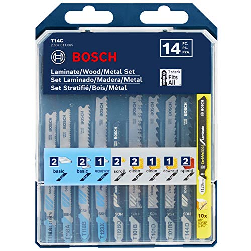 Bosch 14 pc. Laminate/Wood/Metal T-Shank Jig Saw Blade Set T14C - size: 14 pack