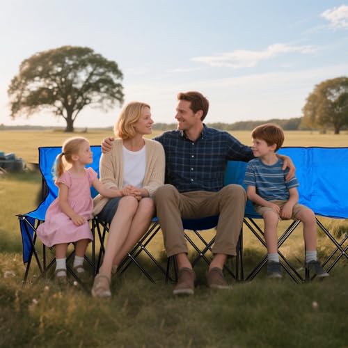 VEVOR Portable Folding Bench, 8 Seat Foldable Soccer Bench with Side Pockets and Carrying Bag, Lightweight Sideline Seating with Back Rest for Football, Baseball, Camping, Outdoor Events, Blue - color: Blue, size: 8 seat