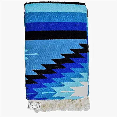 Open Road Goods Handwoven Mexican Diamond Blanket, Throw, or Yoga Bolster - Blue - color: Blue Blanket