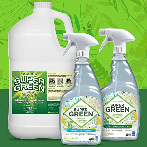 SuperGreen Powerful All-Purpose Cleaner and Degreaser | USDA Certified Bio-Based, Non-toxic, NO Ammonia or Phosphates, Cucumber Fragrance 32 fl oz 1 Pack… - size: 32 Fl Oz (Pack of 1)