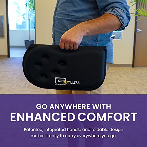 GSeat Ultra Orthopedic Gel and Foam Seat Cushion (Black) – for Coccyx, Back, Tailbone, Prostate, Postnatal, and Sciatica Pain/Discomfort – Office, Car, Chair, Travel - color: Black