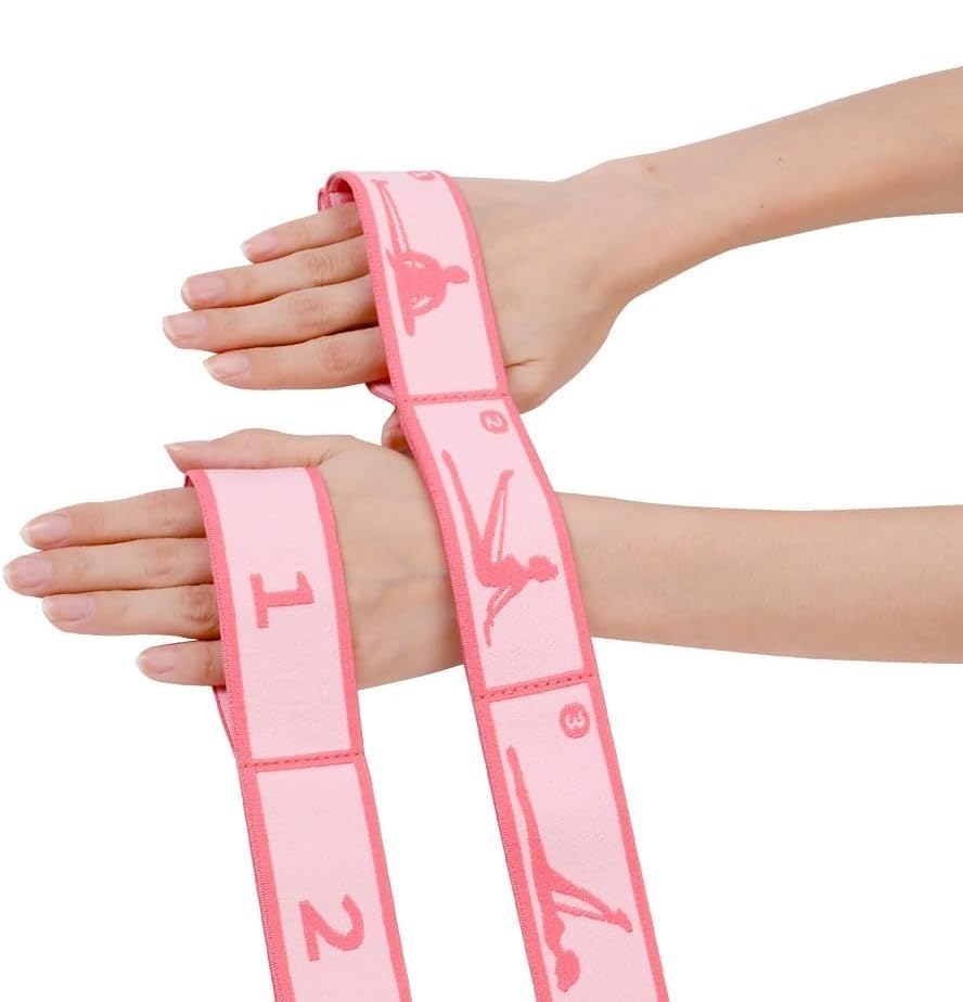 Multi-Loop Stretch Band - Yoga, Pilates, Ballet, and Physical Therapy Stretching Strap for Flexibility, Leg Stretching, and Exercise - Durable Stretching Equipment - color: Pink+Blue (8 Loops)