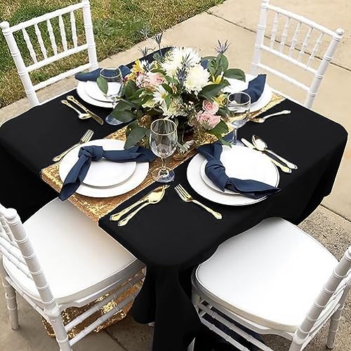 Fitable 6 Pack Black Square Tablecloths 70x70 Inch for 2-4 Ft Tables | Stain & Wrinkle Resistant, Washable Polyester Cloth Covers for Wedding Party Dining Banquet Event Catering Reception - color: Black, size: 70x70 in, 6 Pack