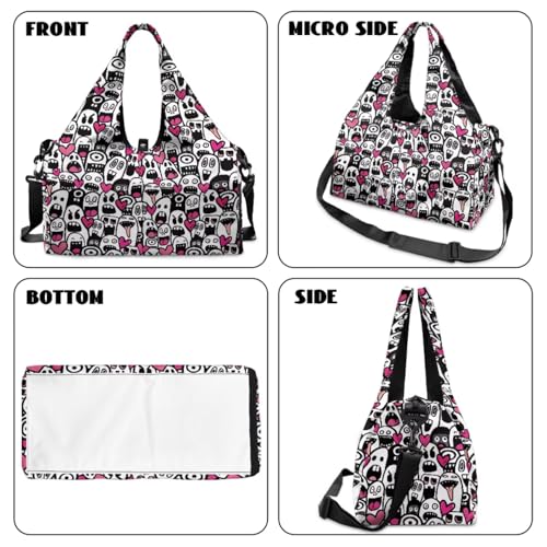 Yoga Gym Bag with Removable Adjustable Shoulder Strap, Shoe Compartment & Top Yoga Mat Holder 17.72x8.66x9.84in - color: Halloween Cute Ghost Print