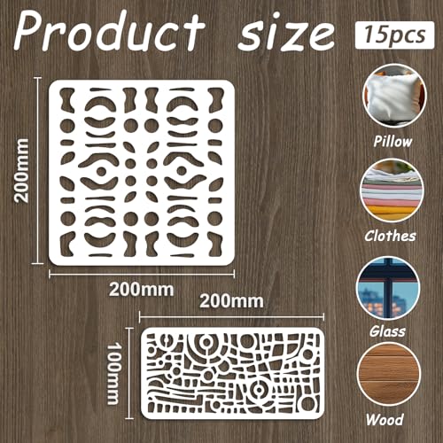 INFUNLY 15pcs Abstract Line Stencil for Painting 5.9x5.9 Reusable Geometric Stencil 7.8x3.9 Burlap Art Mixed Stencils Brick Layered Drawing Template for Wood Canvas Wall Paper Home Decor - style: 15PCS Abstract Line