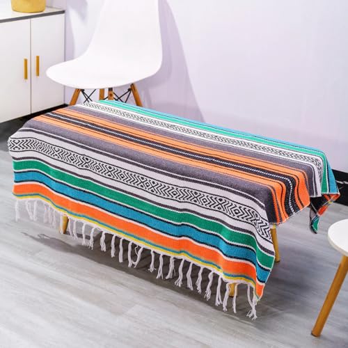 Airooglee 77" L x 46.4" W Large Mexican Blanket - Perfect as Yoga Blanket, Outdoor Camping, Beach, Serape, Picnic, Woven Blanket, Boho Home Décor - Colorful - color: Colorful