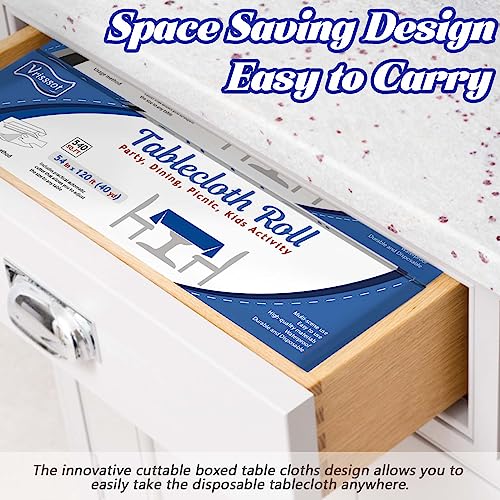 Navy Blue Plastic Tablecloth Roll: 54in X 120ft, Disposable with Easy Slide Cutter, Fit Any Shape & Size Tables, Perfect for Picnic, Party, Birthdays - color: Blue, size: 1440" x 54" (Rectangular)