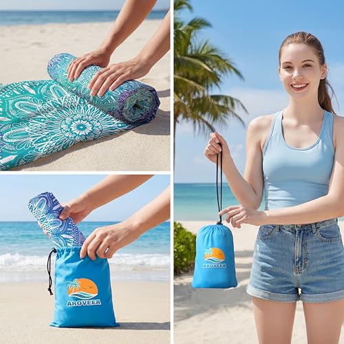 Aroveea Beach Blanket Waterproof Sandproof 78''X81''/10'X9' Oversized Mat - color: Mandala3, size: 78''x81''