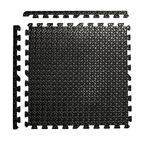 CAP Puzzle Exercise Mats | 1/2” Thick EVA Interlocking Foam Tiles for Home Gym Flooring | Multiple Options - color: Diamond - Black, style: 36 Tiles (144 SQ FT)