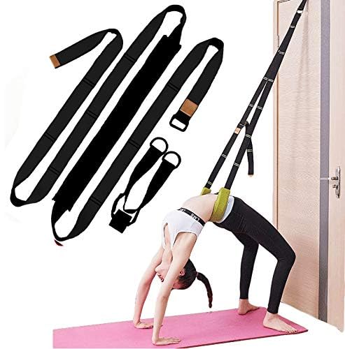Yoga Fitness Stretching Strap, Door Flexibility Stretching Strap, Improve Leg Waist Back Flexibility Back Bend Assist Trainer, for Rehab Pilates Ballet Dance Cheerleading Splits Gymnastics - color: black