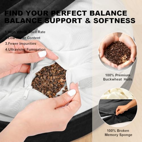 Ultimate Meditation Cushion Set – 2-in-1 Zafu & Zabuton, Buckwheat & Memory Foam, Velvet Cover for Yoga & Mindfulness (Black) - color: Black