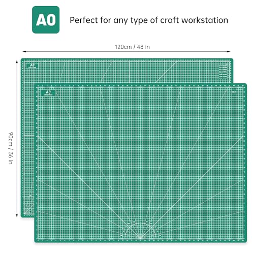 Headley Tools Thickened 36 x 48 Inch Self Healing Sewing Cutting Mat, A0 Rotary Cutting Sewing Mat for Crafts, Double Sided 5-Ply Table Cutting Board for Fabric Quilting Leather Hobby, Green - color: Green, size: 48"L x 36"W