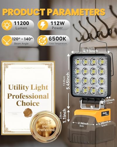 2PCS LED Work Light Compatible with DeWALT 20V Battery,112W 11200LM,Tool Only - color: 70W 2PCS