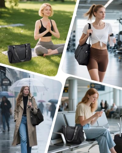 sportsnew Yoga Mat Bag Waterproof Tote Gym Bag Mat Carrier W/Wet Pocket - color: Black