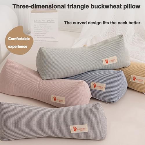 Neck & Cervical Pillows Buckwheat Pillow ,Neck Support Pillow Cervical Neck Roll Bolster Pillow,Neck Pain Relief for Back and Side Sleepers Round Pillows (Pink) - color: Pink