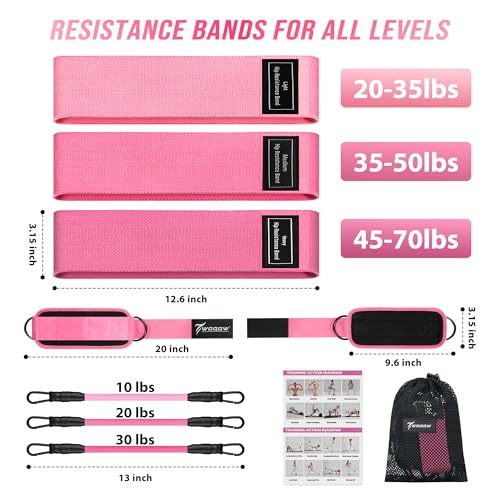 WOQQW Ankle Resistance Bands with Cuffs & Booty Bands Set for Legs & Glutes - color: Pink