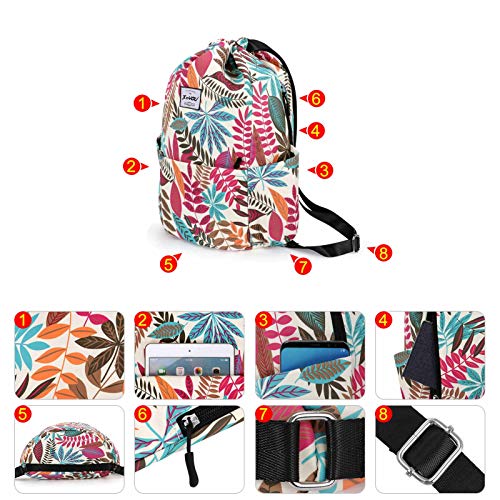 XEYOU Drawstring Backpack Bag Sport Gym Sackpack Beach Cinch Bag | Lightweight Swimming Bag, Water-Resistant Fabric, Travel Daypack for Women and Men - color: Colorful Leaves Pattern