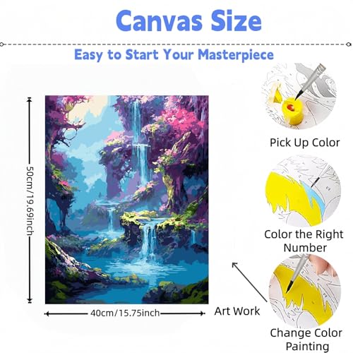 Paint by Numbers Kit for Adults, Dreamy Forest Paint by Number Kits | Acrylic Paint by Number Canvas for Adult Beginners, Easy DIY Canvas Craft for Relaxing Home Wall Decor, 16X16 inch - color: PB453-1