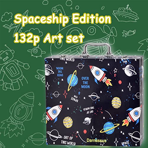 Darnassus 132-Piece Art Set, Deluxe Professional Color Set, Creating Gift Box, Art Set Crafts Drawing Painting Christmas Kit for Kids and Adult, Girls Boys - color: Spaceship