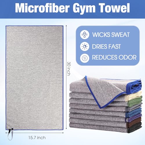 Peryiter 8 Pack Microfiber Quick Dry Gym Towels, Odor-Free Absorbent Fiber, Fast Drying Working Out Towel for Men & Women Hot Yoga Sweat Sports Exercise Fitness Gear (Forest Color) - color: Forest Color