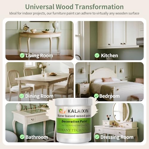 All-in-One Matte Wood Furniture Paint Kit - Non-Toxic & Odorless Water-Based Formula - No Sand/Prime/Varnish - Indoor Safe Furniture Renovation with Tools (Black,16 Oz)