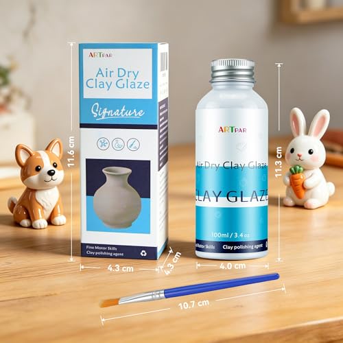 ARTPAR Air Dry Clay Glaze - 100ml Air Dry Clay Varnish ,High-Gloss | Waterproof Prevents Cracking and Resists Scratches; Suitable for Polymer Clay and Pottery Ceramics, Oil Paintings, and Wood