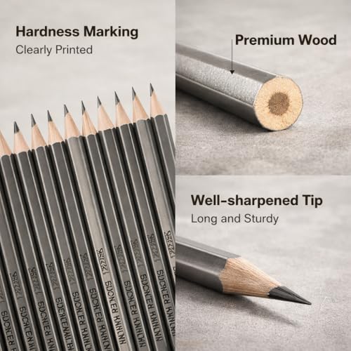 Walfront Professional Sketching Pencils Set 24-Piece 9H to 14B Graphite Drawing Pencils for Artists Beginners Art Pencils for Shading Sketching Detailing, Premium Art Supplies