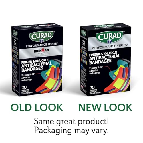 Curad Performance Series Fingertip and Knuckle Antibacterial Bandages, Extreme Hold Adhesive Technology, Fabric Bandages, 20 Count - size: 20 Count (Pack of 1)