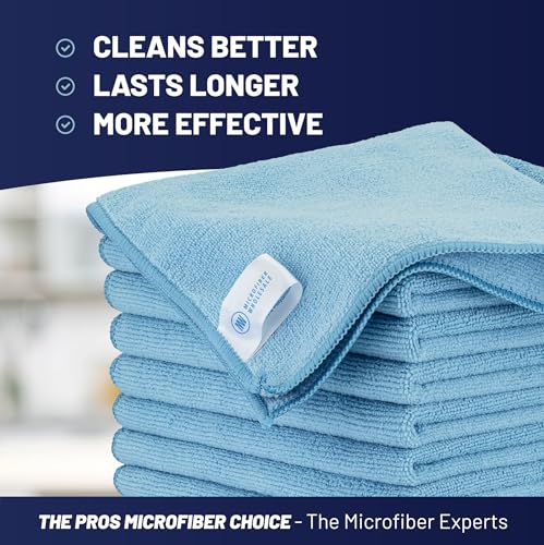 Microfiber Cleaning Wholesale Cloths (48 Pack) | Size 12" x 12"| All Purpose Microfiber Towels - Clean, Dust, Polish, Scrub, Absorbent (Blue) - color: Blue, size: 48 Count (Pack of 1)
