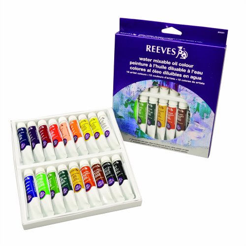 Reeves 18-Pack Water Mixable Oil Color Tube Set, 10ml - size: 18 Tubes, style: Water Mixable Oil Colour