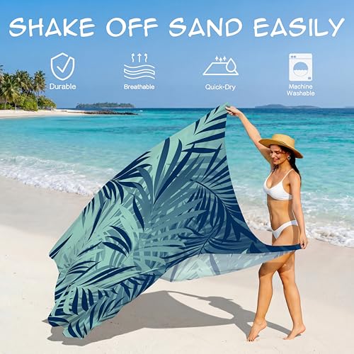 Aroveea Beach Blanket Waterproof Sandproof 78''X81''/10'X9' Oversized Mat - color: Leaves1, size: 78''x81''