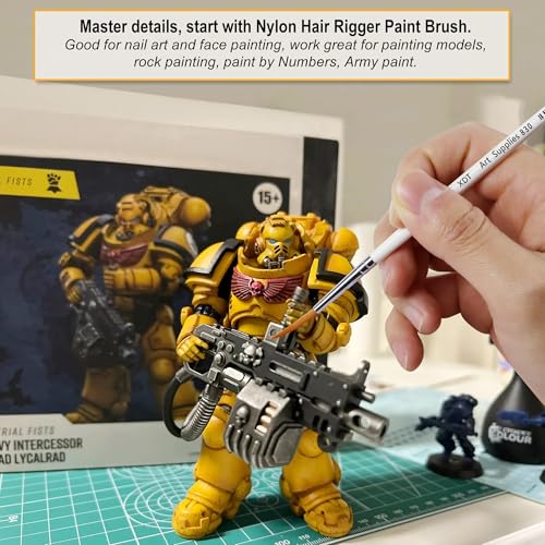 XDT#830 Rigger Artist Paint Brush 6 Piece Set Extra Long Fine Point Liner Tip #000#00#0#1#2#3, Scale Models Nail Acrylic Oil Watercolor - color: Blue 8pc