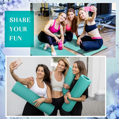 Timgle 6 Pcs 10mm Thick Yoga Mat Bulk 68 x 24 Inches Anti-slip Tear-resistant Exercise Mat Adult Gym Mats for Fitness, Stretching, Workout and Studio, Outdoor Yoga, Pilates - color: Blue-green
