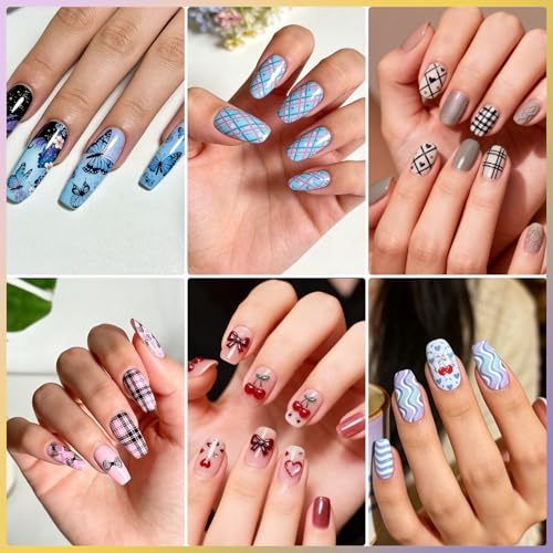 Biutee 12PCS Nail Stamping Plate Set 8PCS Stamping Nail Gel Polish | Nail Art Stamp Plates with Nail Stamper and Scraper, Butterfly Leaves Bow Design Nail Stamping Kit with Storage Bag - color: 24 Piece Set