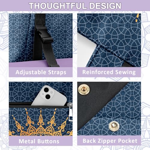 Yoga Bag for Women, Large Canvas Yoga Mat Tote Bag with Yoga Mat Carrier | Large Mat Pocket Fitness Tote for Pilates, Gym, Travel, Office & Beach - color: Blue Mandala