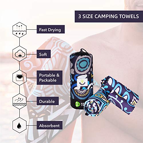4Monster Camping Towels 3 Size at 1 Pack,Quick Dry Microfiber Towel,Beach Travel Towel Ultra Compact,Soft Gym Towel for Hiking Yoga Travel Sports Backpacking Trip and Pool - color: Yellew